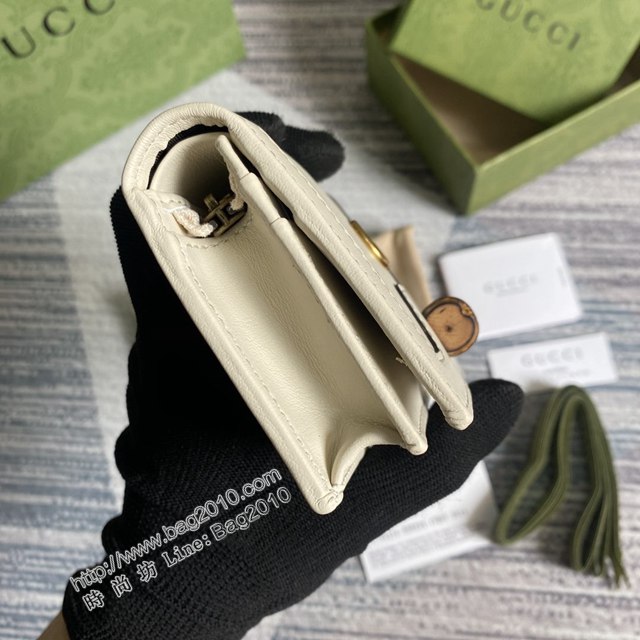 Gucci新款卡包 古馳竹子設計小牛皮錢包 Gucci全皮純色零錢包 658244  ydg3015